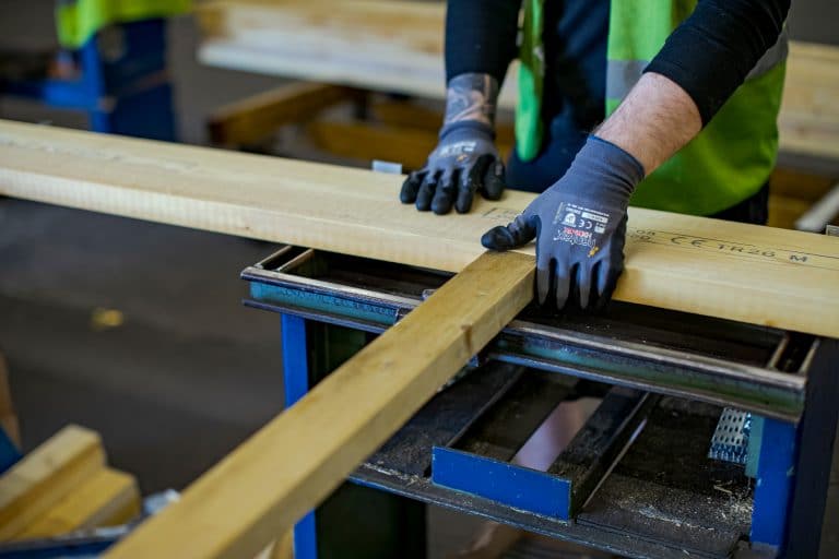 Engineered timber I-joists being manufactured at Walker Timber Engineering